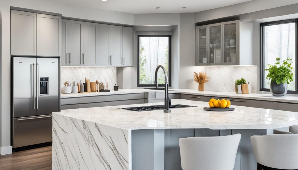kitchen design with quartz stone