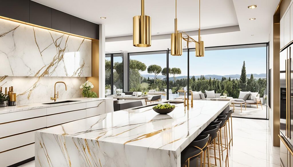 calacatta gold marble kitchen