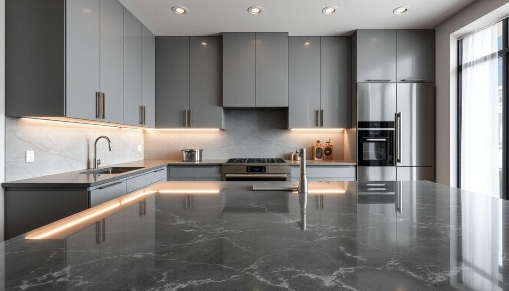 steel gray granite countertop