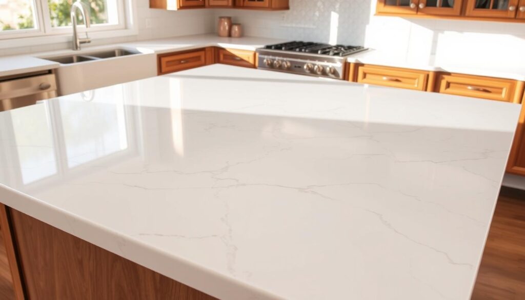 white marble kitchen countertop